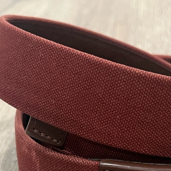 Brioni Size 44 Handmade in Italy Wine Burgundy Solid Brass Buckle Lux Belt EUC - Picture 6 of 14